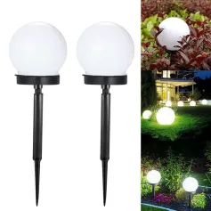 2PCS Solar Lawn Light Round Ball LED Lawn Light Courtyard Garden Park Outdoor Solar Lawn Light IP65 Waterproof