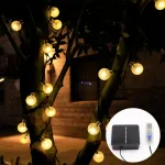 9.5m USB+Solar Powered 50 LED String Light Outdoor Garden Path Yard Waterproof Decor Lamp