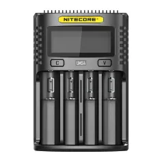 NITECORE UMS4 USB Batri Charger LCD ekran Smart Chaje pou 26650 18650 21700 UMS2 16340 18350
