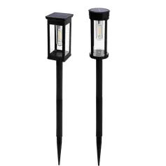 Elfeland 2PCS Sonpad Warm Ligte Buitelug Waterdigte Sonkrag Aangedrewe Tuin vir Wandelbrug Tuin Agterplaas Landskap Beligting Dekoratief