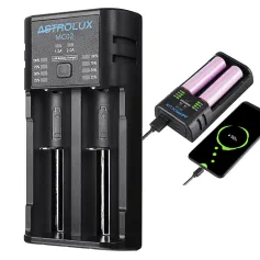 Astrolux® MC02 2 in1 USB Charging Mini Battery Charger Portable Mobile Phone Power Bank Current Optional Charger For 18650 21700 26650 Li-ion Battery