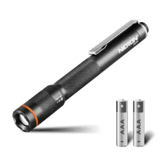 NICRON B22W LED Pocket Pen Light 120 Lumens Portable Zoomable Flashlight with Clip for Inspection Outdoor Camping Flashlight 2pcs AAA Penlight