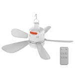 Tevorex Portable Ceiling Fan Wireless Cooling Fan with Remote Control and LED Light Outdoor Gazebo Fan Portable LED Night Light Camping Hangable Fan Ceiling Fan