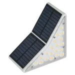 Elfeland 2PCS Solar LED Outdoor Step Lights Dual-Sided Solar Panel Waterproof Light Control Warm Cool Lighting 19 LEDs for Staircases Deck Patios