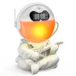 Elfeland Astronaut Design Sunrise Alarm Clock Mood Bluetooth Night Light Sleep Aid Touch Lamp Sound Machine Child Gift