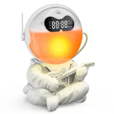 Elfeland Astronauta Design Sunrise Despertador Humor Bluetooth Luz Noturna Sleep Aid Touch Lamp Máquina de Som Presente para Crianças