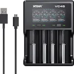 XTAR VC4SL Intellegent LCD Battery Charger USB C QC3.0 Fast Charge 1.2V Ni-MH AAA AA Batteries Rechargeable Li ion 18650 21700 Battery Charger