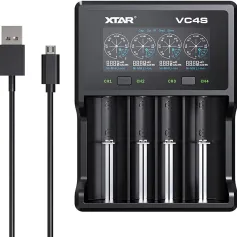 XTAR VC4SL Intellegent LCD Battery Charger USB C QC3.0 Fast Charge 1.2V Ni-MH AAA AA Batteries Rechargeable Li ion 18650 21700 Battery Charger