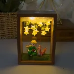 A kis herceg éjszakai fény kézzel készített barkács képkeret csillagos róka rózsa mese lakberendezési hálószoba lámpa dísz születésnapi ajándék