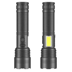 高出力 XHP70 充電式 LED 懐中電灯 サイドライト COB 赤白ライト 防水 トーチ 伸縮ズーム USB ハンドランタン キャンプ アウトドア 緊急用