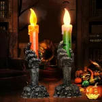 Halloween Light Flameless Plastic Candles Halloween Decoration Props Ghost Light