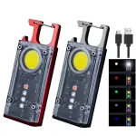 Magnetic COB LED Work Light Portable Keychain Flashlight UV Light Red/Blue Warning Green Light Keychain Light Mini Torch Light