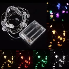 2M 18 LED Hex Apetalous Flower Batterijgevoede Kerstverlichting Feest Bruiloft Decoratie