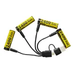 4 Pack NITECORE NH2400 1.5V 2400mAh USB-C Charging AA Battery with 4-split Charging Cable Rechargeable Li-ion Batteries For Flashlights Home Tools Remote Control RC Toys