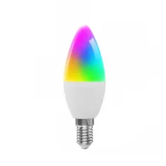 Lâmpada inteligente WiFi 5W E14 RGB+WW+CW, funciona com o aplicativo TUYA, compatível com Alexa, controle de voz de 2,4 GHz, LED com eficiência energética