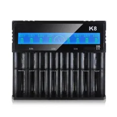 [USA Direct] K8 8-Slot with LCD Screen Display Intellegent Rechargeable Li-ion Battery Charger Universal Flashlight RC Toys Home Tools Battery Charger 4 Slots For Li-ion 18650 21700 26650 AA AAA Batteries Cell
