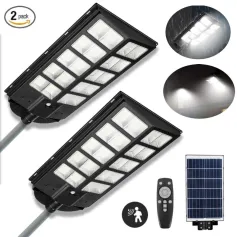 2PCS LED Solar Wall Light Motion Sensor with Remote Control, 3 Modes Flood Lamp