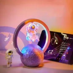 Lampada da tavolo con luce notturna a LED a levitazione magnetica, con lettore musicale, altoparlante Bluetooth, RGB, decorazione per la stanza, regalo