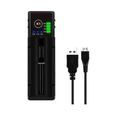 [USA Direct] K1 Single Slot with USB Port Universal Li-ion Battery Charger Intellegent Charger for Flashlight RC Toys Home Tools Battery Charger For Li-ion 18650 21700 26650 AA AAA Batteries Cell