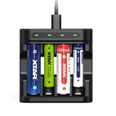 XTAR L4 AAA AA Battery Charger 4 Slots Intelligent LED Indicator Fast Charging USB Flashlight Charger for 1.5V Li-ion / 1.2V lithium NiMH Batteries