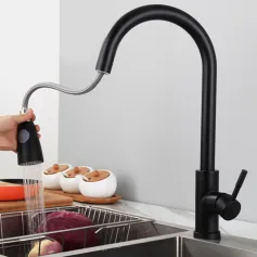 Kitchen Sink Faucet 360°Swivel Pull Out Water Tap Deck Mounted Cold Hot Mixer With Hose