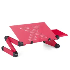 Meja Laptop Meja Komputer Lipat Paduan Aluminium Meja Laptop dengan Dudukan Pendingin dan Baki Mouse