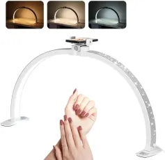 Janolia Half Moon Light for Nail Desk 29In Nail Tech Lamp Nail Table Light 7 Color Modes 10 Brightness for Tattoo/Eyelashes/Nail/Spa/Salon/Makeup