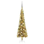 1.5m Artificial Christmas Tree with 150 LEDs, Easy Assembly Christmas Tree with Metal Stand and 265 Tips Decor for Home, Office, Party, Holiday Indoor Outdoor Decoration