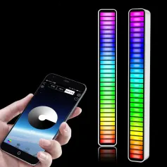 Luzes de captação RGB, controle de som, luz LED, aplicativo inteligente, controle de ritmo de cor, lâmpada ambiente para carro/jogo, computador, mesa, luz decorativa