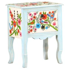 Solid Mango Wood Hand Painted Bedside Cabinet 15.7''x11.8''x19.7''