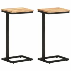 Side Tables 2 pcs 12.4\x9.6\x25.4\ Solid Acacia Wood
