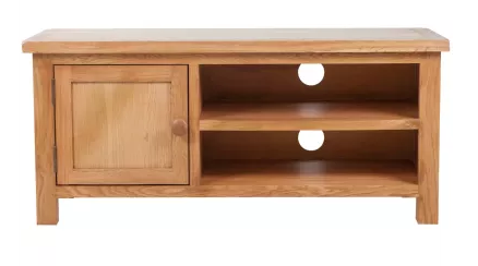 Solid Oak Wood TV Cabinet With Two Convenient Cable Outlets Brown 40.6" x14.2" x18.1"