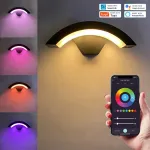 9 W-os ív alakú Tuya WiFi fali lámpa RGBW színváltás és tompítás működik a Smart Life APP Google Home és az Alexa hangvezérléssel