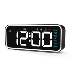 Daylight Saving Time LED Digital Alarm Clock with Voice Control Smart High-Definition Mirror Snooze Electronic Clock