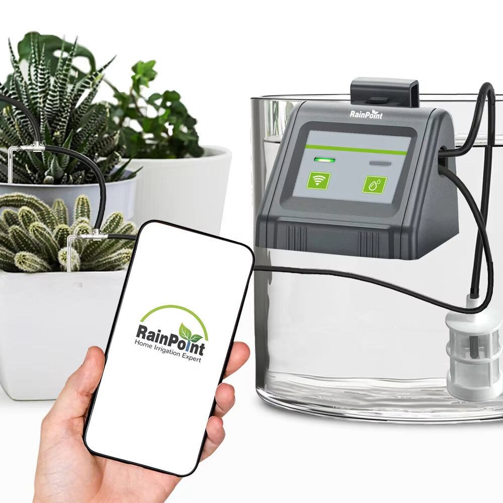 Rainpoint WIFI Intelligent Watering Device Double Pump Timed Automatic Drip Irrigation System Remote APP Controller For Garden Terrace
