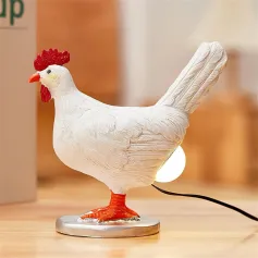 Chicken Egg Lamp Funny Chicken lamp with Egg in Butt LED Chicken Night Lights with USB Resin Warm Table Light Decor Birthday Christmas Gifts for Kids Friends