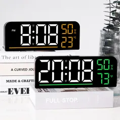 Dirije Miray dijital revèy kontwòl revèy elektwonik Mute revèy ak Tanperati Imidite ekspozisyon fonksyon 12/24H ki ap dirije revèy Biwo Revèy