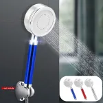 High Pressure Anion Aluminum Shower Head Water Saving Filter Blue/Red/Silver