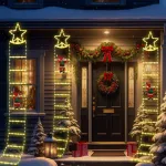 Christmas Star Stair Lights Holiday Decoration Lights Outdoor Waterproof Light String with 8 Light Mode Pentagram Stair Light