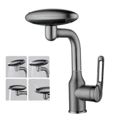 Rubinetto universale multifunzionale con spruzzatore in acciaio inox, rotazione a 360°, filtro multistrato con 4 uscite d'acqua mod.