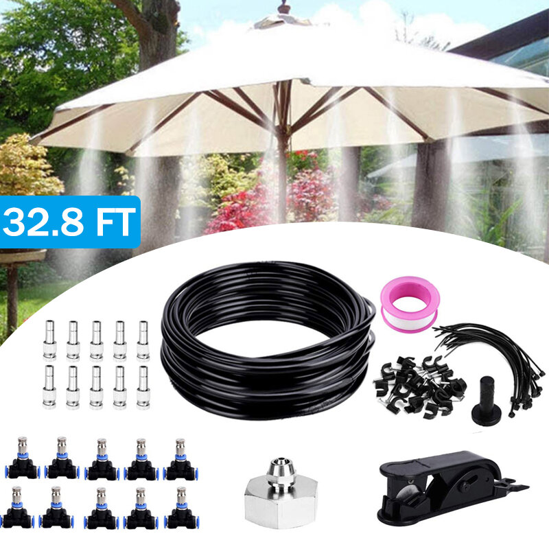 25m Garden Watering Irrigation Spraying Kit Outdoor Cooling System Dust Collect Air Humidification