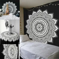 Décoration murale ethnique indienne pour dortoir, tapisserie hippie mandala, couvre-lit bohème