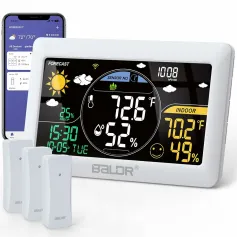 BALDR Wifi Stazione Meteorologica Sveglia Wireless Indoor Outdoor Termometro Stazione di Previsione App Telecomando