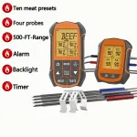 bluetooth Kitchen Oven Thermometer Four Probe Electronic Wireless Food Thermometer Dual Alarm Modes Electronic Kitchen Thermometer