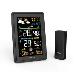 BALDR Wireless Digital Koulè Estasyon Revèy Estasyon Revèy Barometer Thermometer Hygrometer Tandans Sun Time Forecast Sensor -40 °C