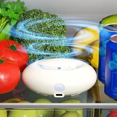 Household Refrigerator Deodorizing Sterilizing Air Purifier 18650mAh 3 Mode Adjustment Intelligent Ozone Deodorizer Fresh-Keeping Sterilization Deodorizer