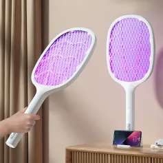 Smart Inductive Electric Mosquito Killer Racket 1200mAh Battery 3000V Power Grid Dual Language Manual