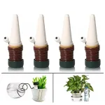 4Pcs Vacation Plant Waterer Ceramic Self Watering Spikes Automatic Plant Drip Irrigation Water Stake For Garden Vegetable Garden Drip Watering System
