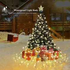 6.6 FT 16 Lines 400LED 8 Modes Christmas Tree Lights Decoration Tree Top Lights String Courtyard Garden Outdoor Waterproof Waterfall Lights LED Lights