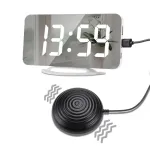 LED Mirror Digital Alarm Clock USB Rechageable Auto Light Sensitive With Alarm Vibrator 2 Alarm Mode
